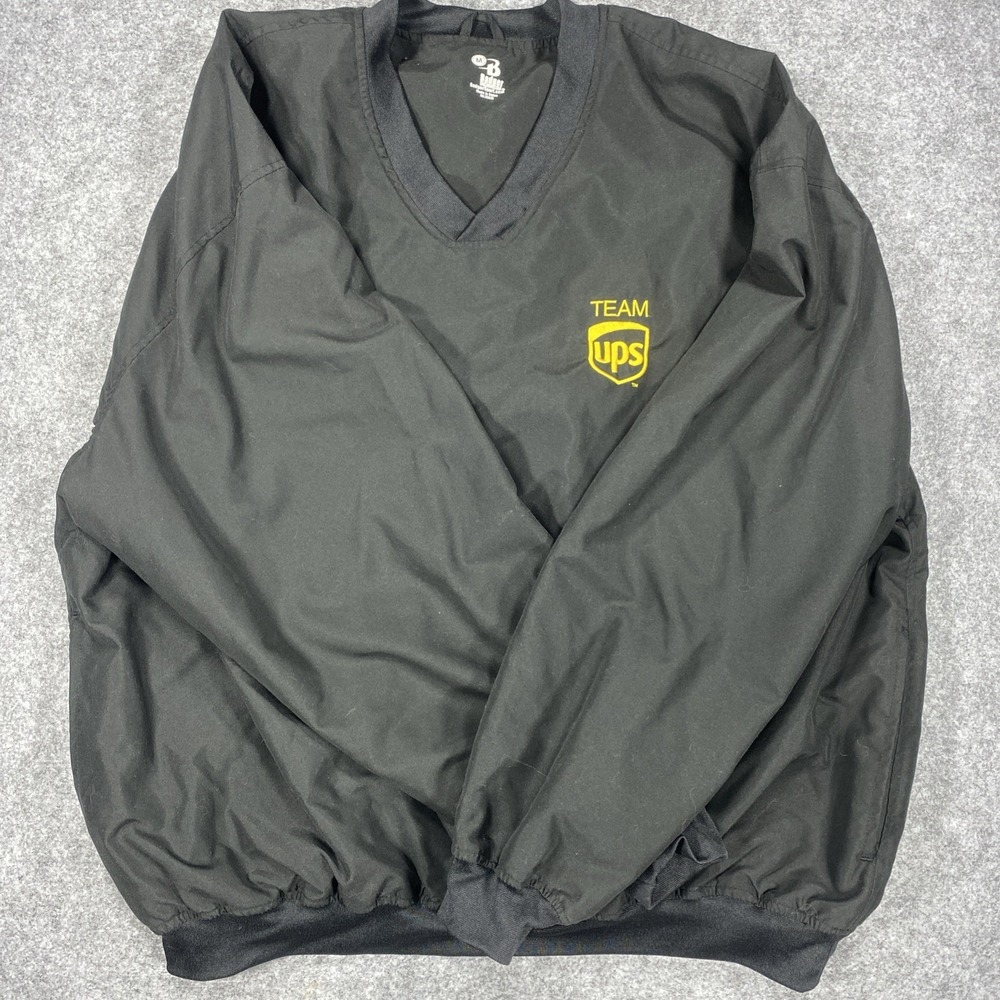 Badger Sport UPS Golf Windbreaker Mens Medium Black V Neck Pullover Jacket Logo